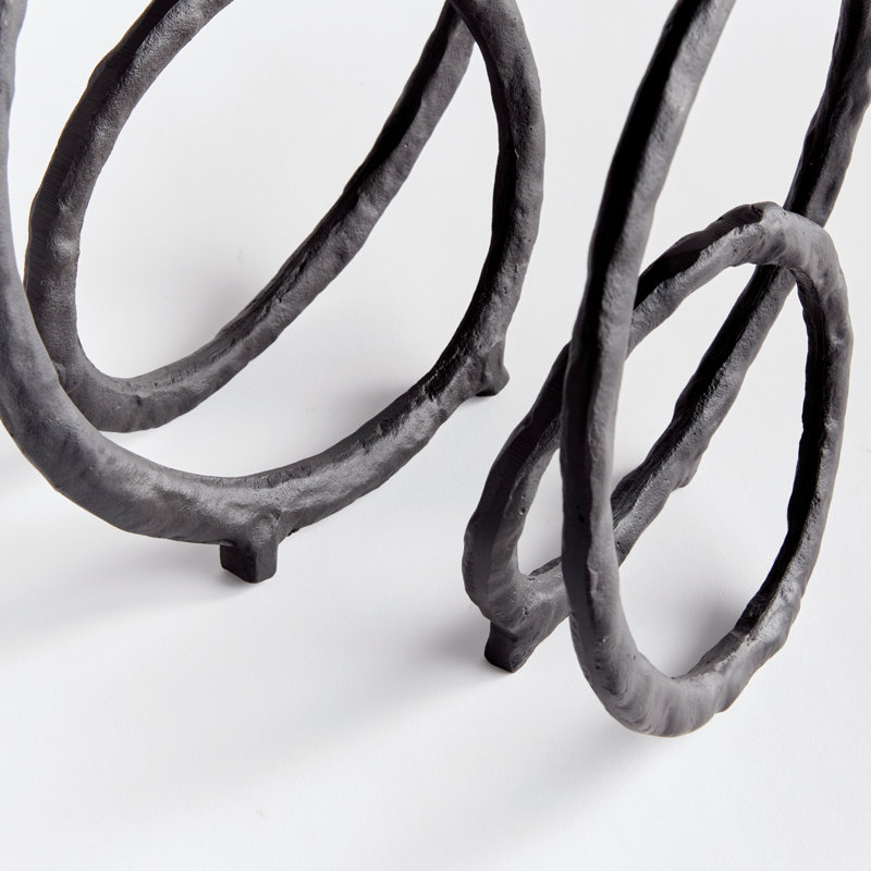 2 Piece Eldon Sculpture Set, 13" H x 13" W x 3.25" D, Black