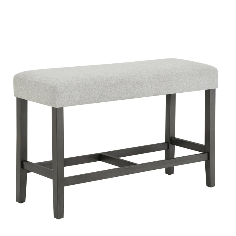 Banc en tissu gris clair Selena avec cadre en bois gris et repose-pieds en bois de 40 po Selena