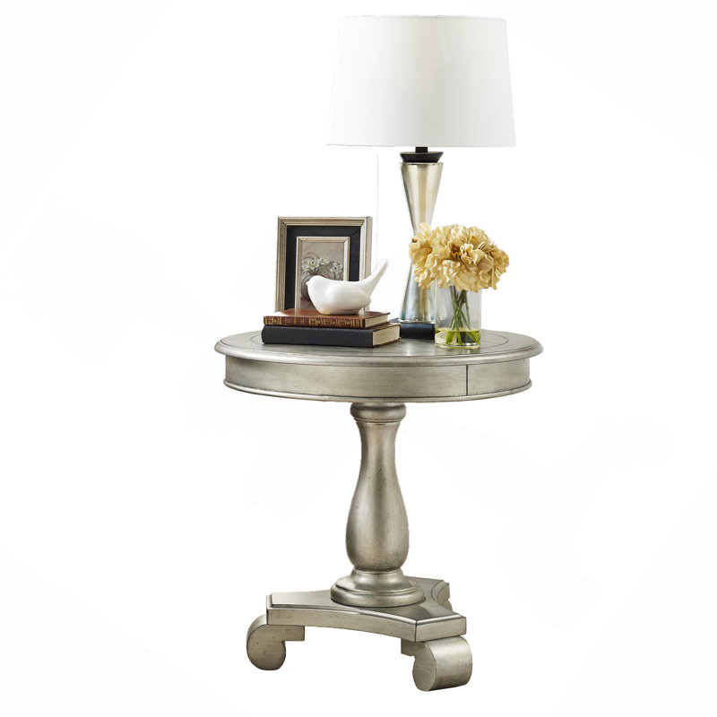 Table d'appoint ronde à piédestal en bois, Champagne