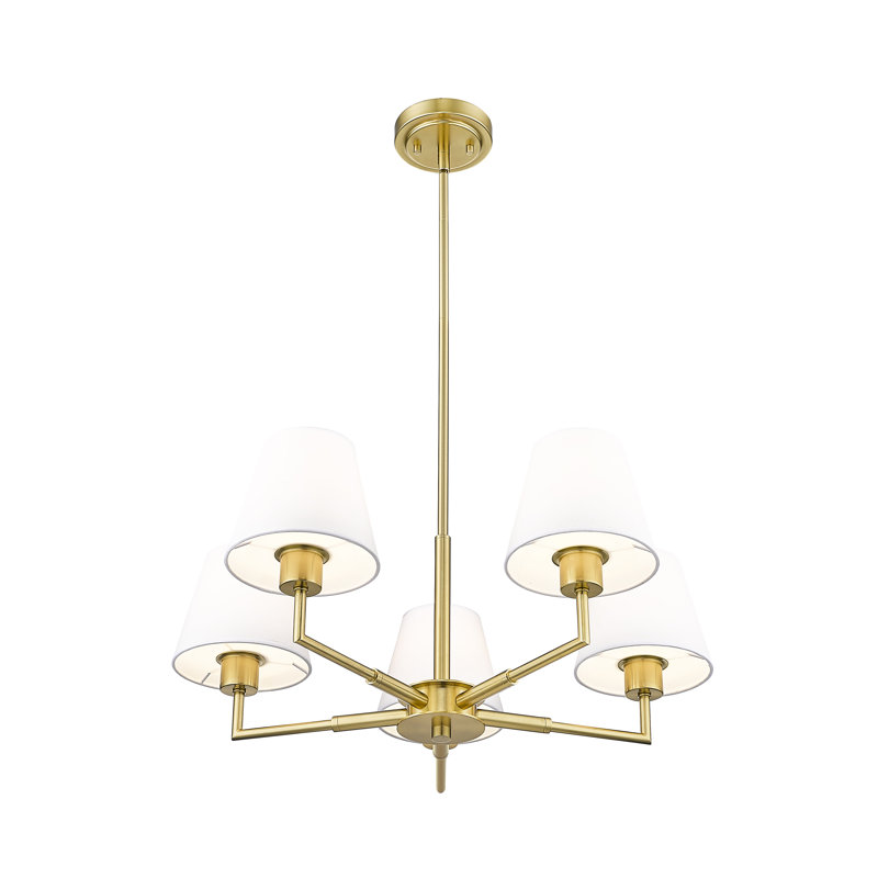 Ryckman 5 - Light Steel Dimmable Shaded / Spider Chandelier, Gold