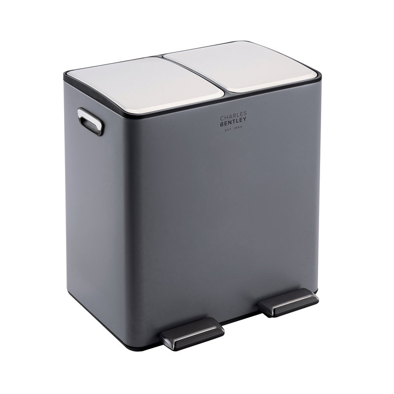 Steel Step On Multi-Compartment Rubbish & Recycling Bin - 40L, 10.56