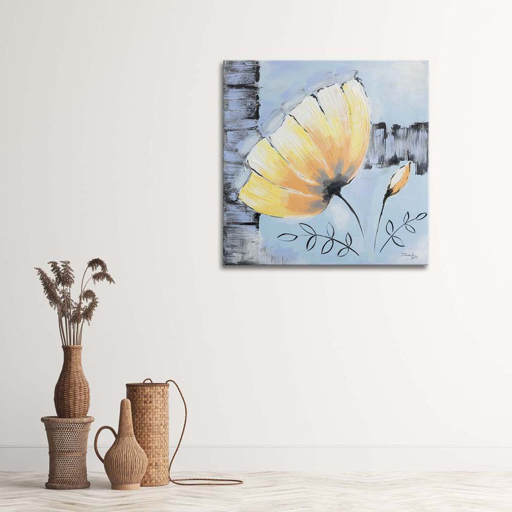 Leinwandbild Acrylmalerei Blume Gelb