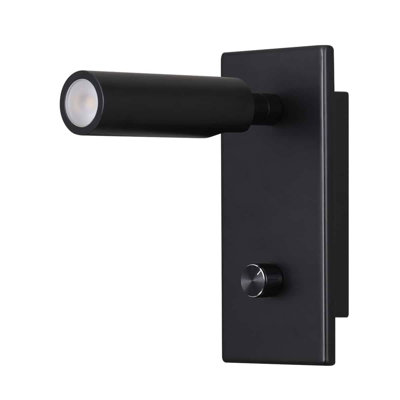 UltraBeam Bedroom Reading Light Recessed Wall or Headboard Mounted Dimmable LED Black Finish
