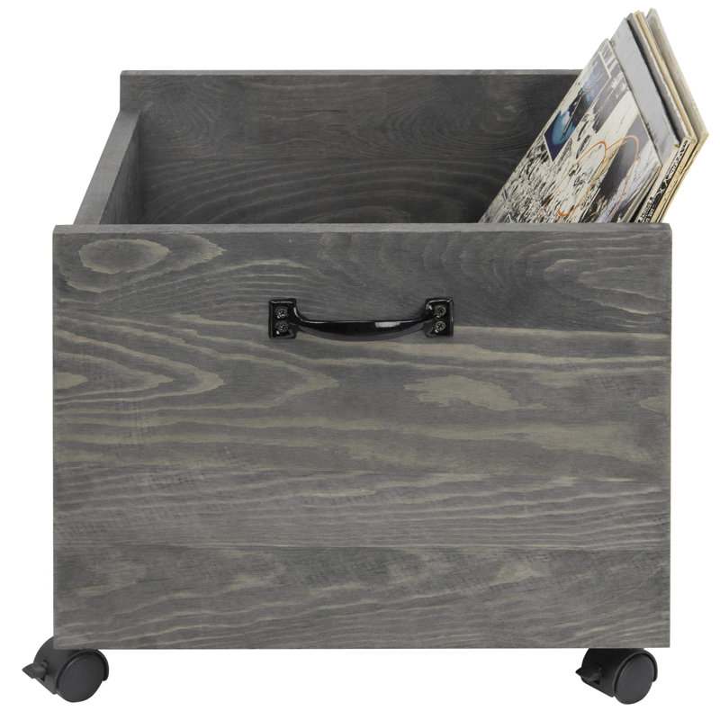 Vintage Vinyl Record Rolling Crate Multimedia Tabletop Storage