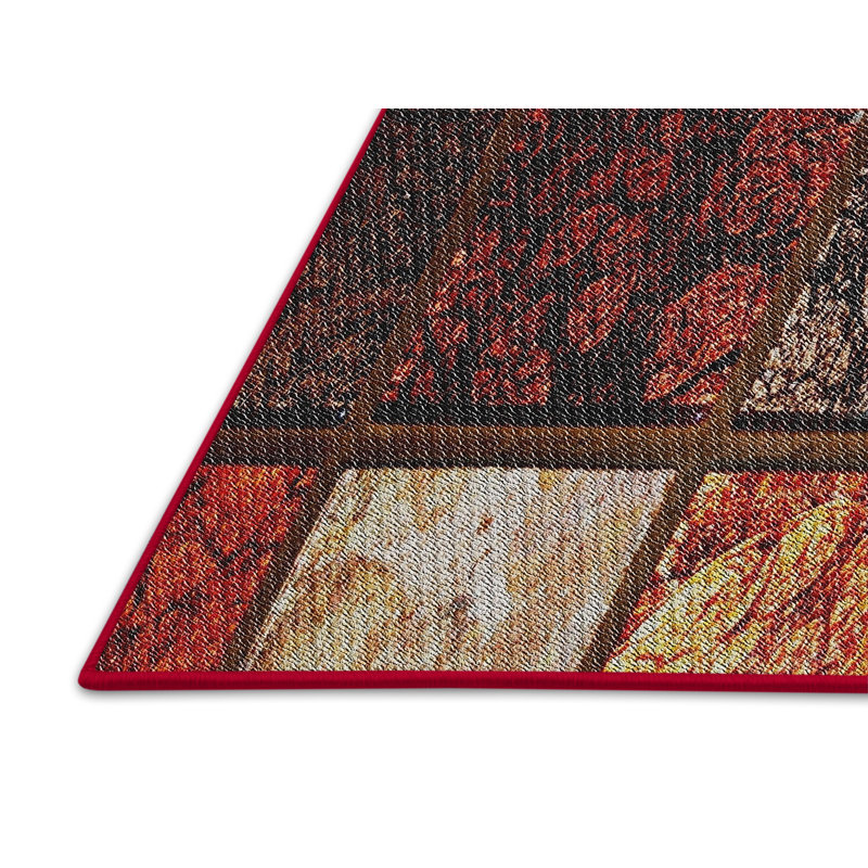Tapis rouge à motif géométrique, Rectangle 7 pi x 9 pi