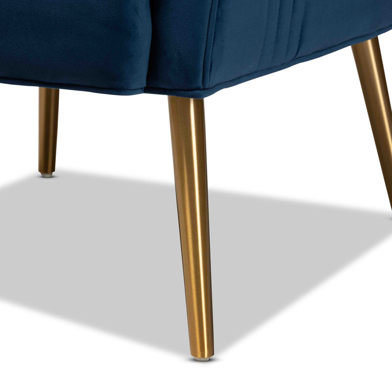 Velvet Wingback Chair, Navy Blue 