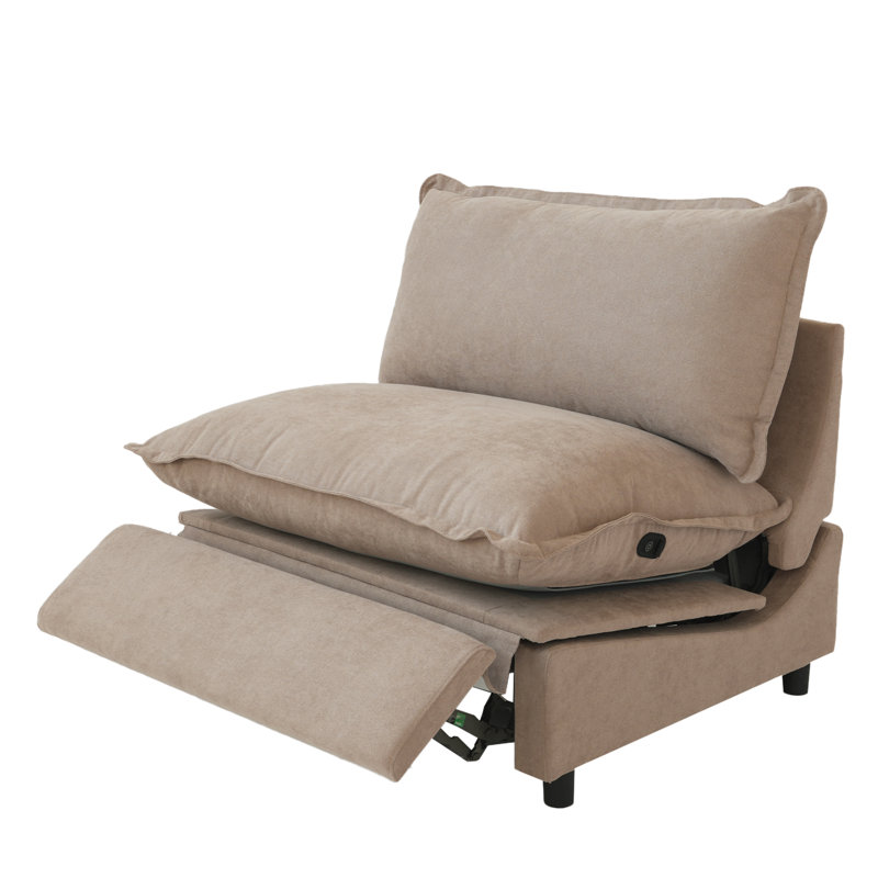 Upholstered Modern Linen Fabric Power Armless Chair, Khaki