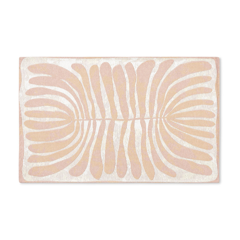 Taupe and White Rectangular Washable Cotton Rug with Non-Slip Backing
