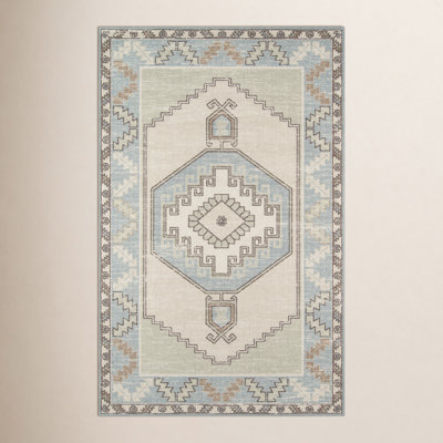 Fletcher Light Blue Beige Oriental Rug