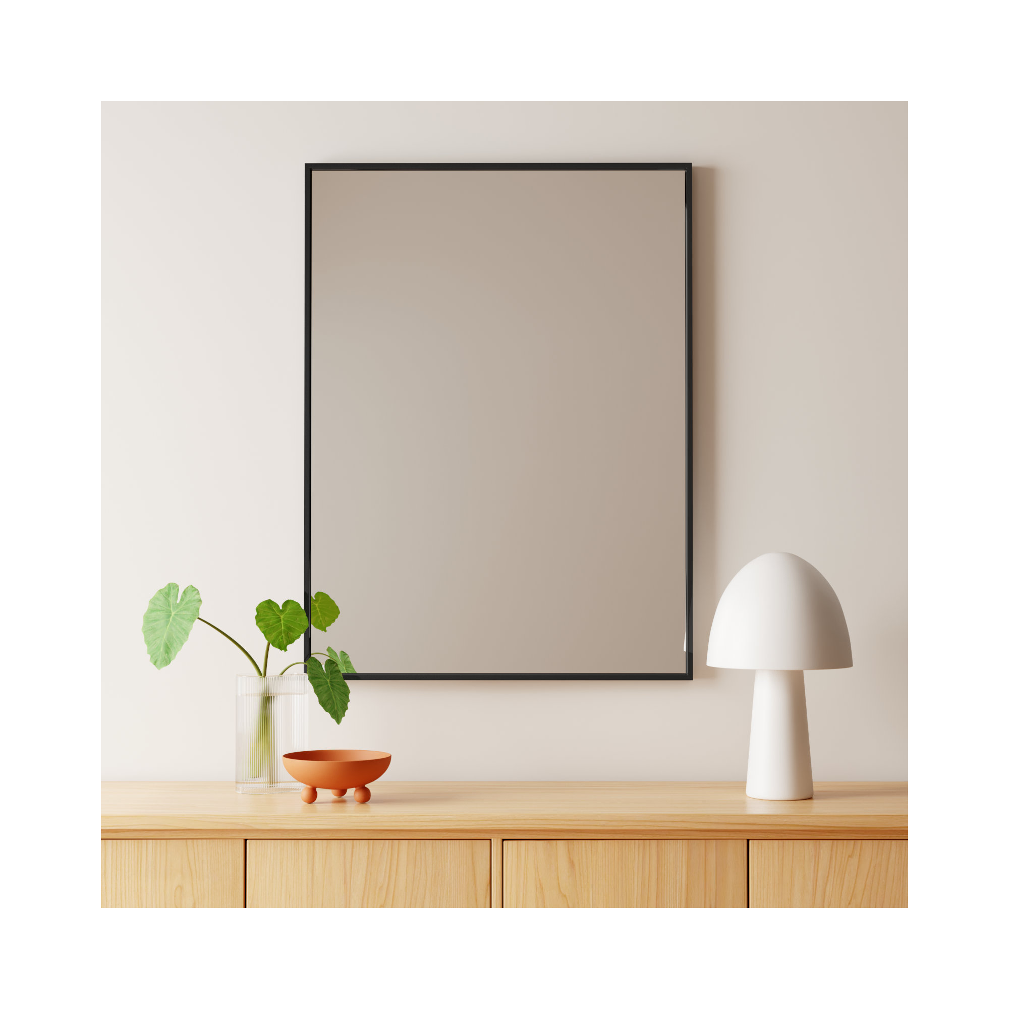Sabine Metal Rectangle Wall Mirror, Black, 40" x 30"