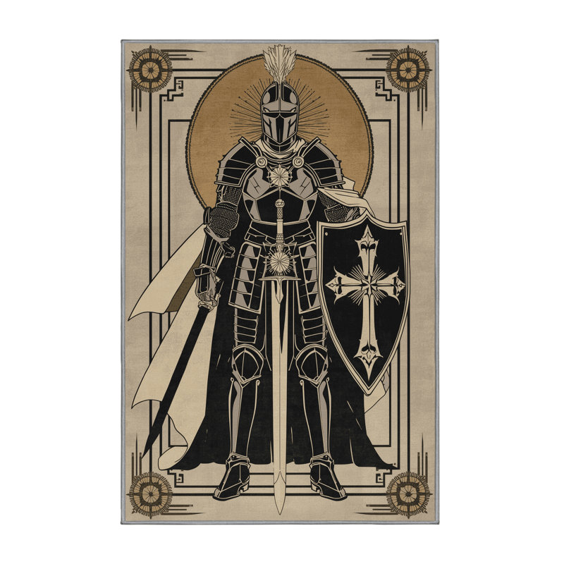 Tapis luxueux lavable à la machine Fillmore Paladin Warrior, 4 x 6