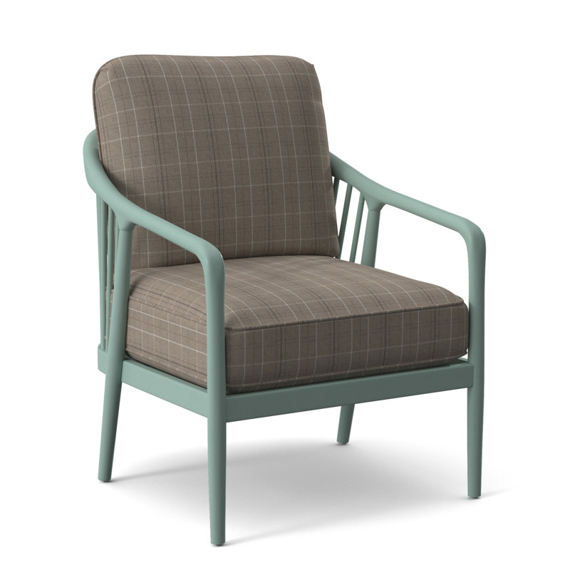 Fauteuil l 23 po Guinevere, Tissu écossais taupe; 0126-73, Miel