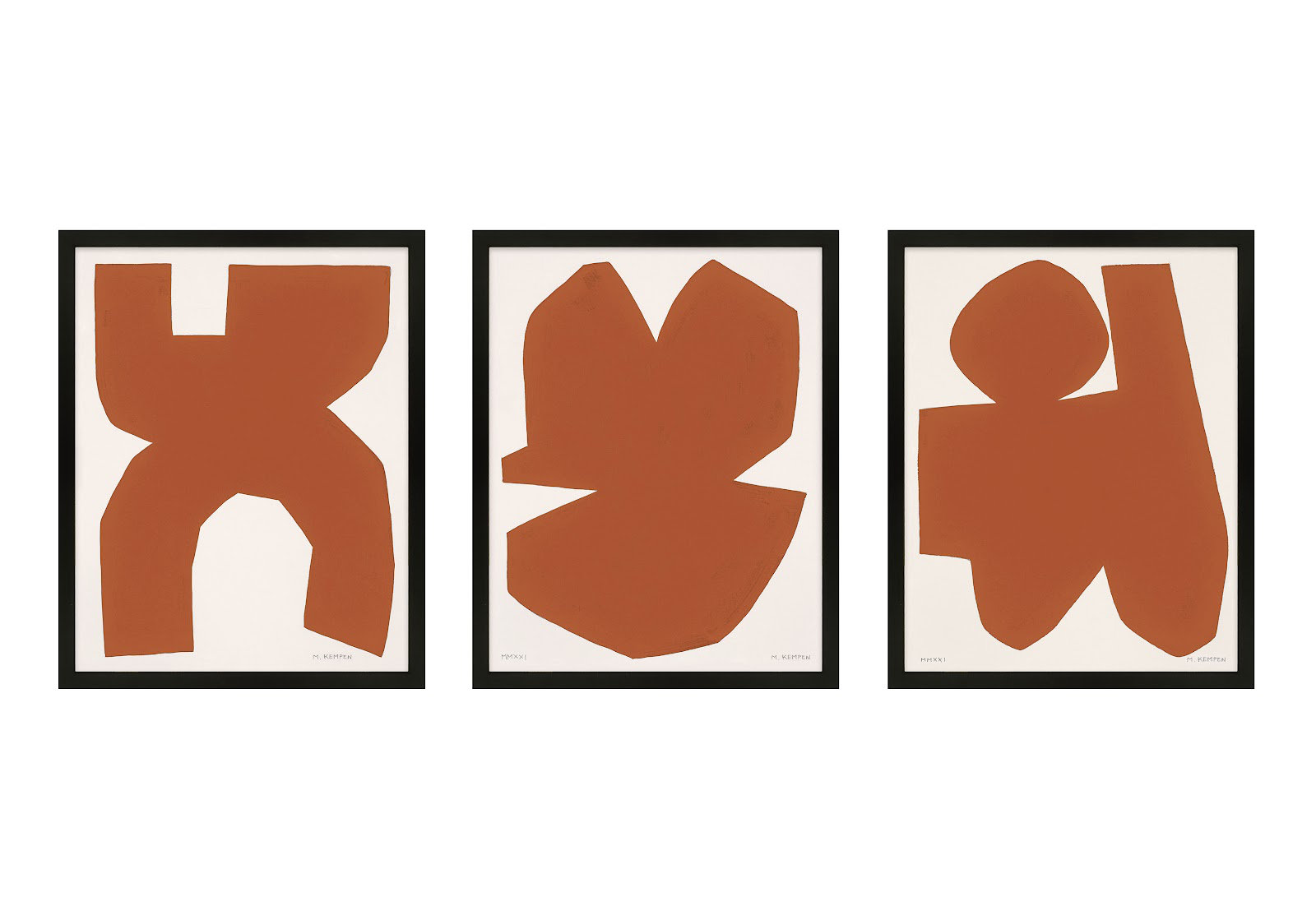 Terra Cotta "Terra Cotta" 3-Piece Print Set, Black, 38'' H x 30'' W