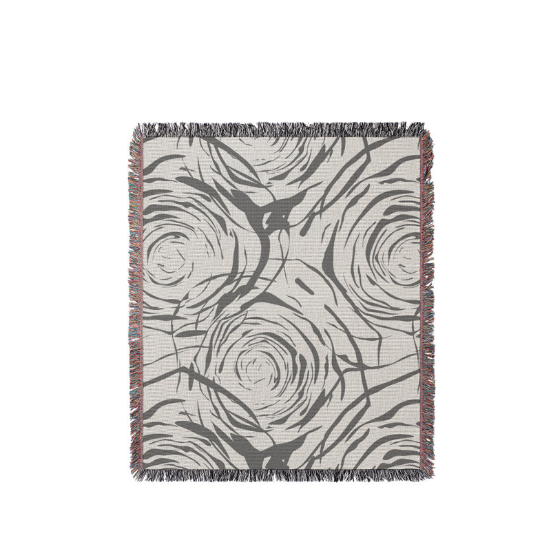 Jeté rose en coton Rose, Gris, 50 x 70
