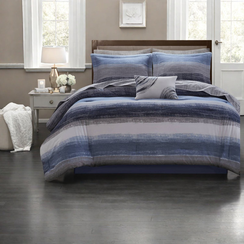 Premium Bedding Sets, King Microfiber Watercolor Stripe For Home