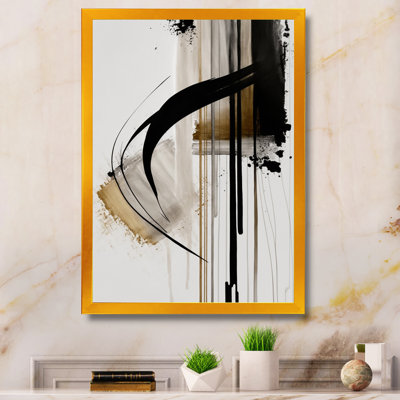 Noir, blanc et or Expression I - art mural abstrait