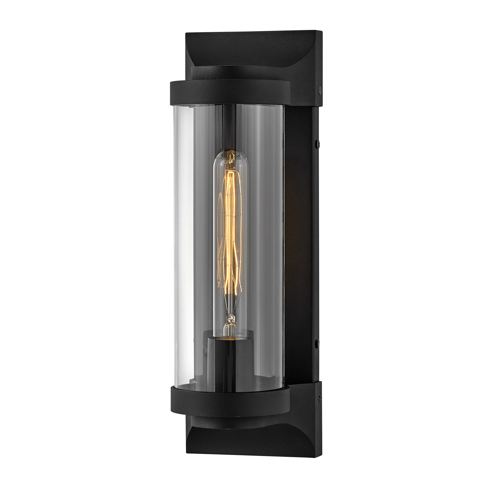 Jill Single Light Cylinder Outdoor Aluminum Wall Light, Textured Black, 14" H x 4.5" W x 4.5" D