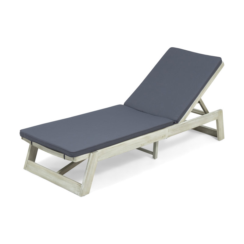 Chaise longue inclinable avec coussin Vinita, Crème, crème, Naturel, 1