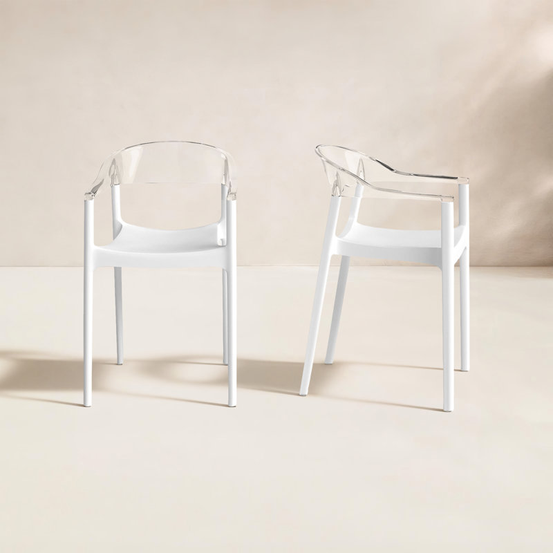 Fauteuil de salle à manger Stella, Blanc / transparent