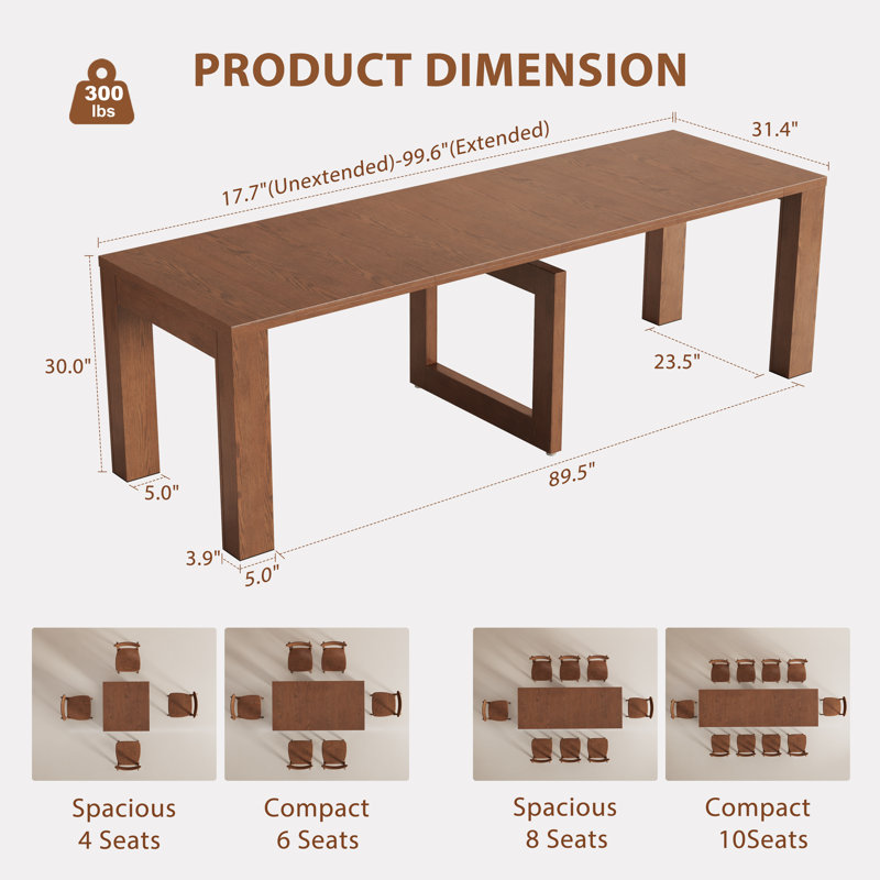 Extendable Dining Table Set With 4 Solid Wood Chairs, Expandable Rectangular Dining Table With Removable Design For Dining Room Gatherings