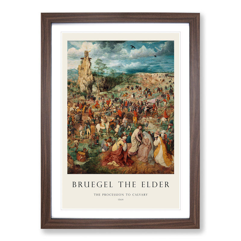 The Procession to Calvary by Pieter Bruegel the Elder - Picture Frame Painting, Walnut Framed, 65cm H x 48cm W x 2cm D