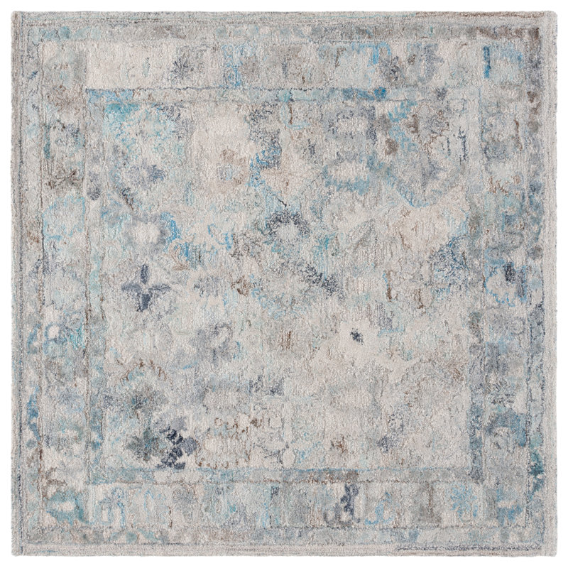 Tapis bleu clair / beige Ceola 126, Carré 6 pi