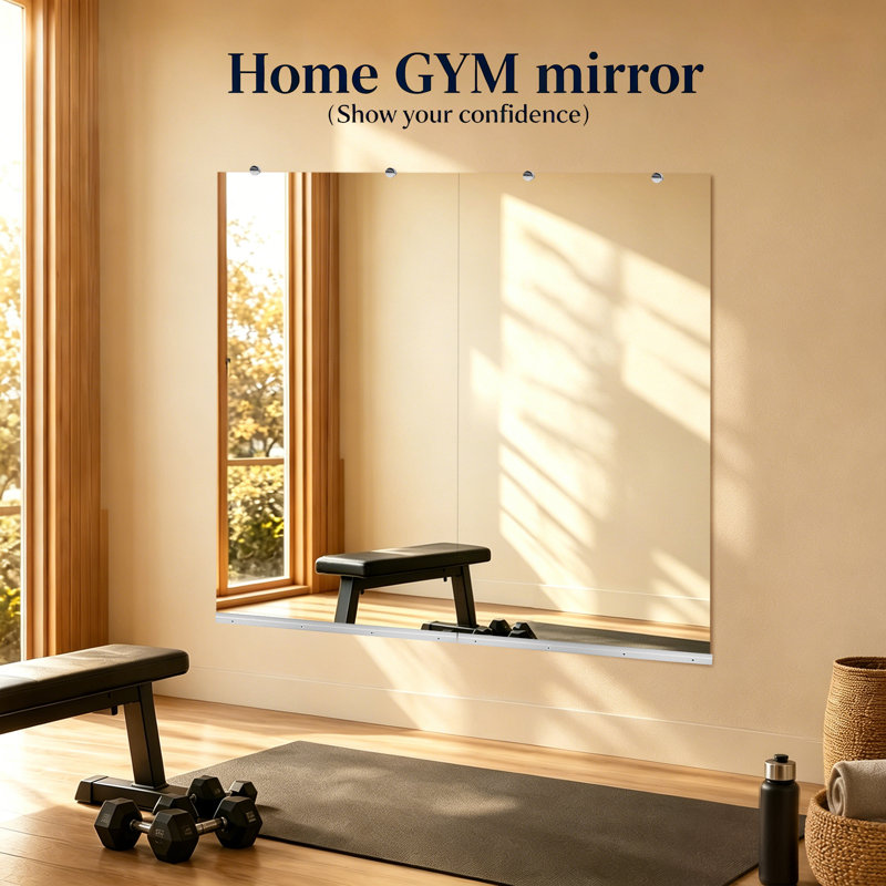 Grand miroir mural et sans cadre, verre HD 30 x 48 po, salle de sport moderne