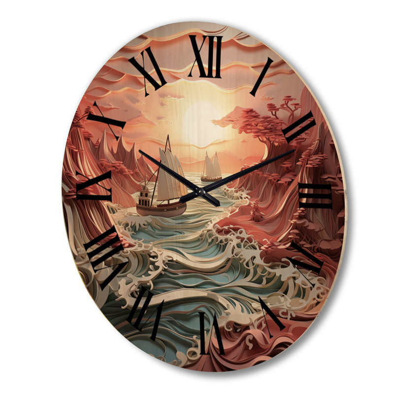 Horloge murale en bois massif Naropa, Très grand