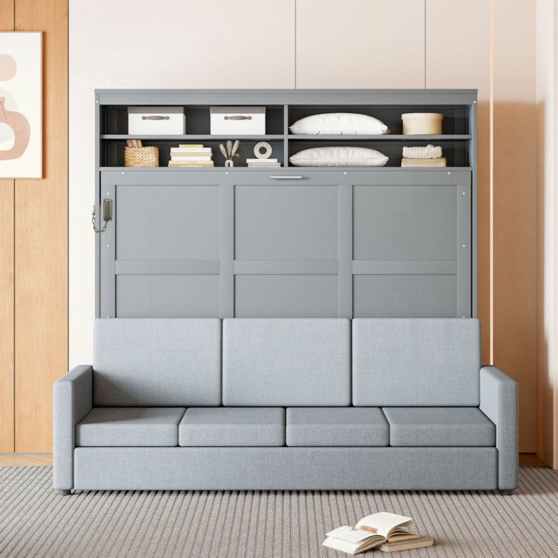 Murphy Bed Wall Bed With Sofa, Gray