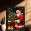 Art mural rétro noir de Noël avec père Noël - décorations festives classiques encadrées-920266612