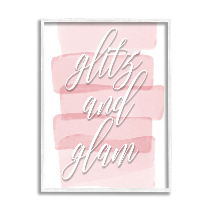 «Glitz & Glam Pink» par Martina Pavlova, H 11 po x l 14 po, Estampe numérique encadrée blanc bord de mer