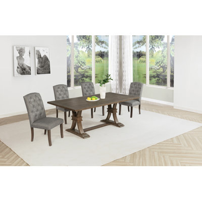 Traditional Style Dining Set With Button Tufted Side Chairs