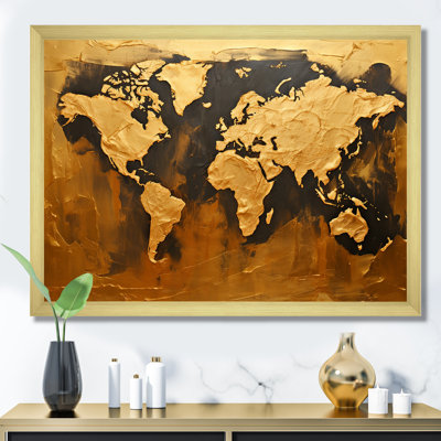 " Black And Gold World Map Geographies "