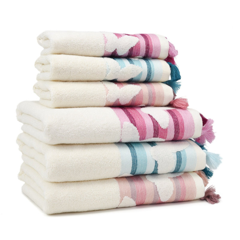 Butterfly 6 Piece Turkish Cotton Towel Set, Boysenberry, 8