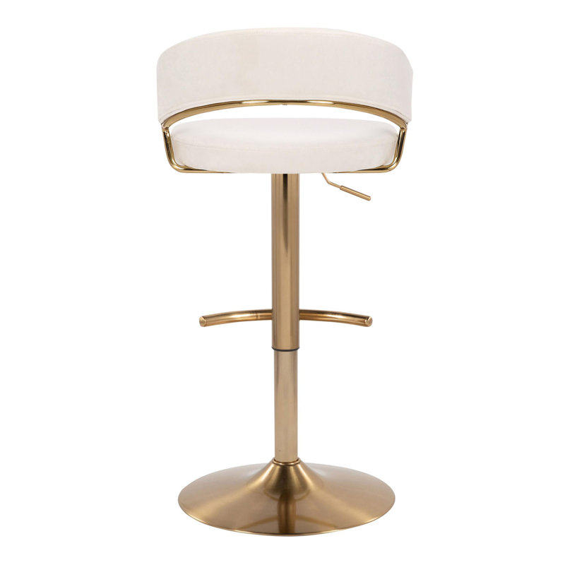 Swivel Upholstered Adjustable Height Counter Stool with Metal Frame, Cream