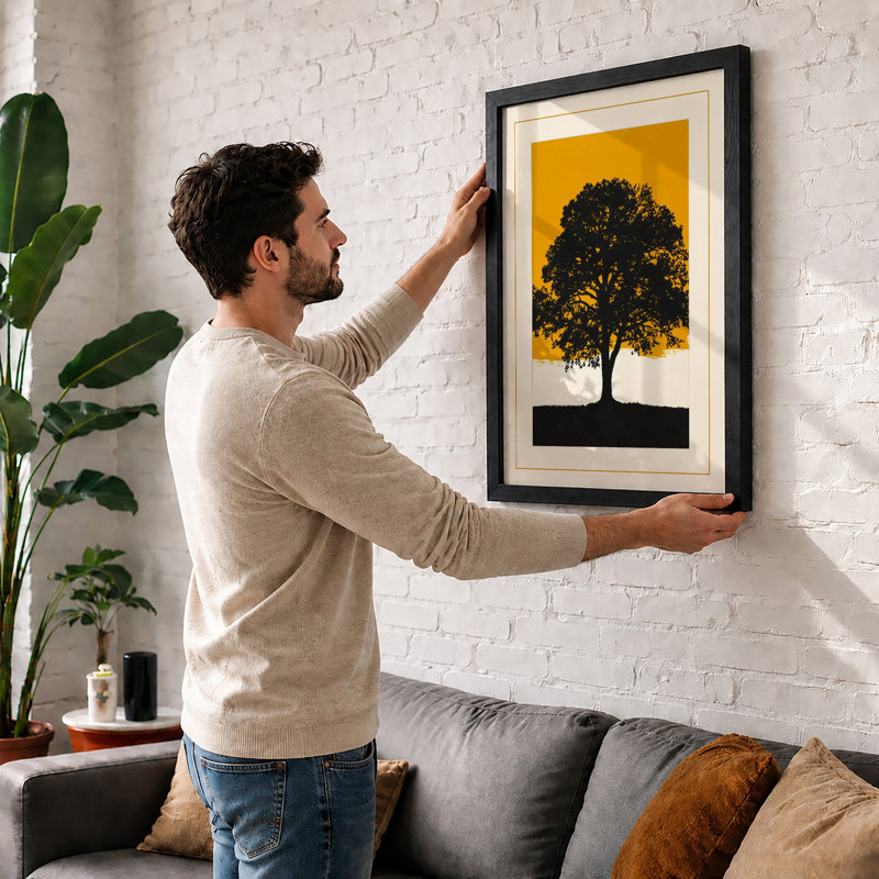 Solitary Tree Botanical - Print, A2 - 59.4 x 42.0 cm, Walnut