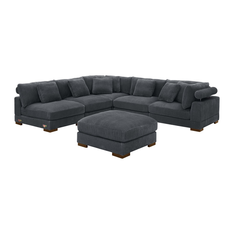 Barcombe Modular Corduroy Sectional, Dark Gray Corduroy