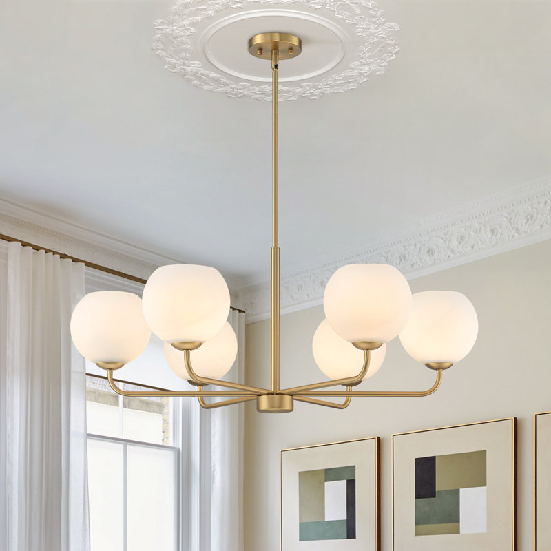 6-light Glass Globe Classic / Traditional Chandelier, Gold