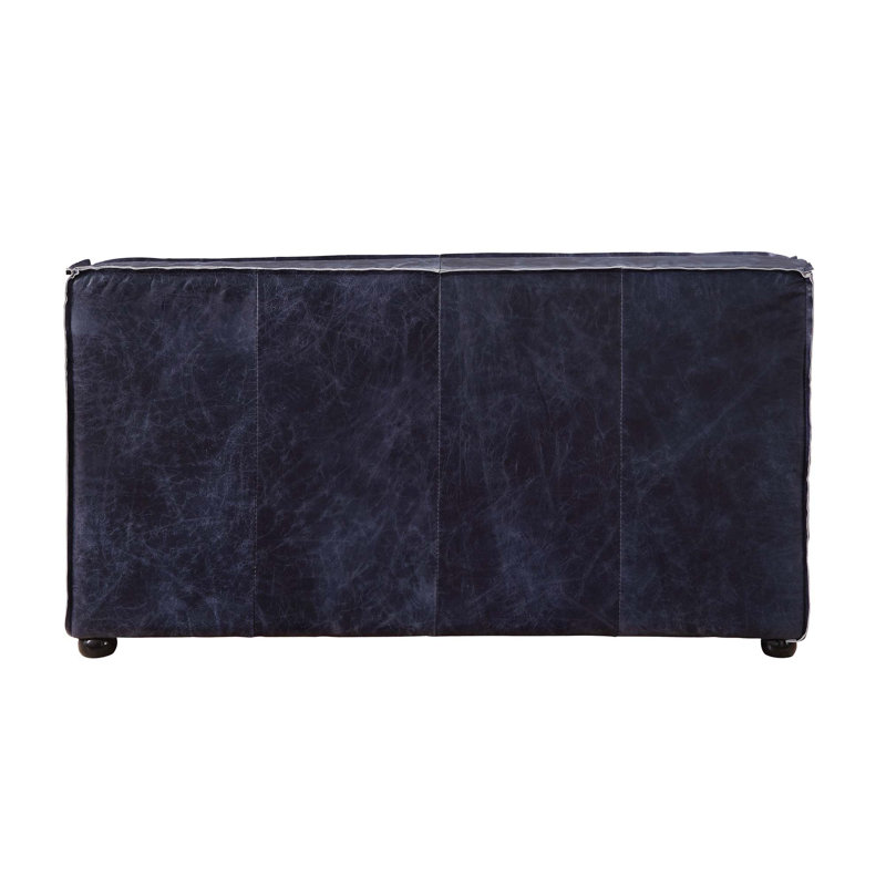 Causeuse Aiden-John, Cuir fleur rétro bleu