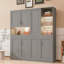 Lit escamotable mural simple avec armoire supérieure et tablettes, lit pliable peu encombrant avec lumière et USB-124403064