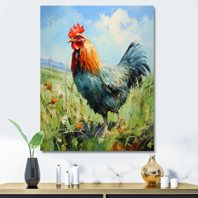 Ferme, coq, campagne, prairie I - coq, art mural