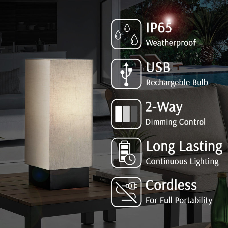 23'' Black Cordless LED Outdoor Table Lamp