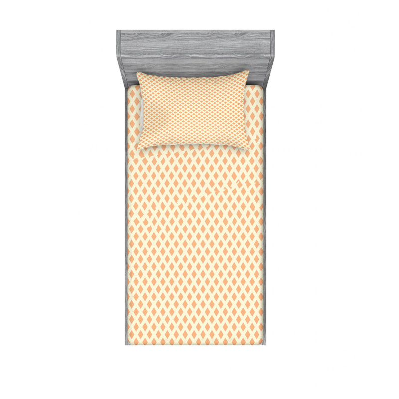 Microfiber Geometric Sheet Set, Twin Sheet Set with Fitted Sheet