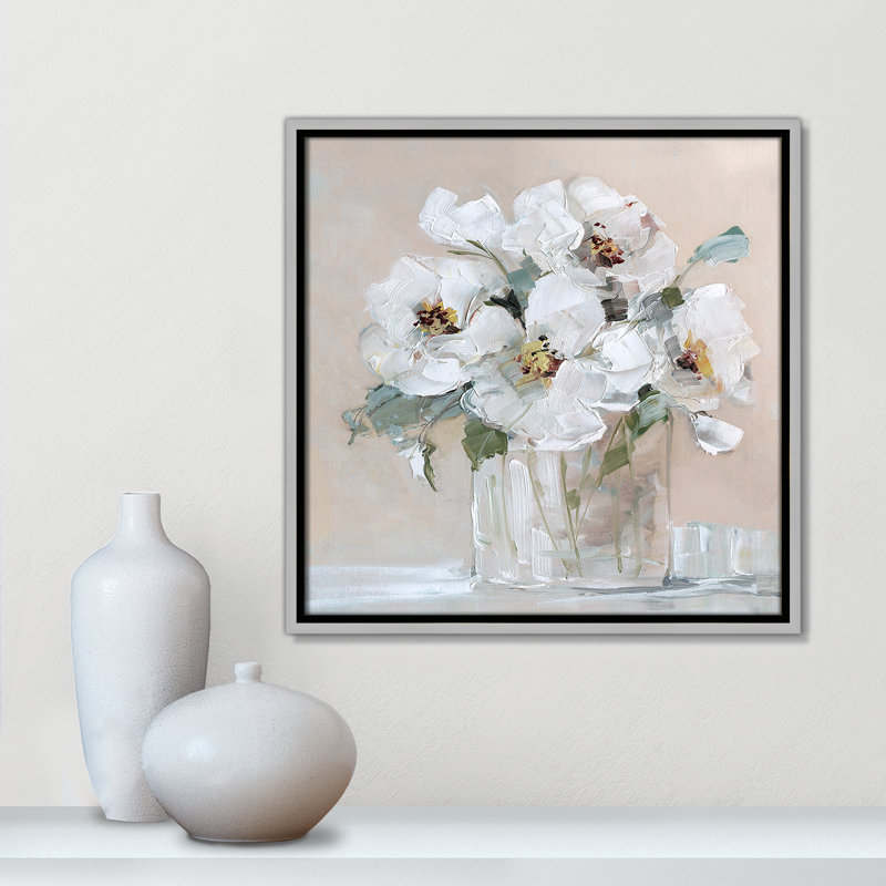 Soft White I de Sally Swatland, H 17,5 po x l 17,5 po x P 2 po, Argent