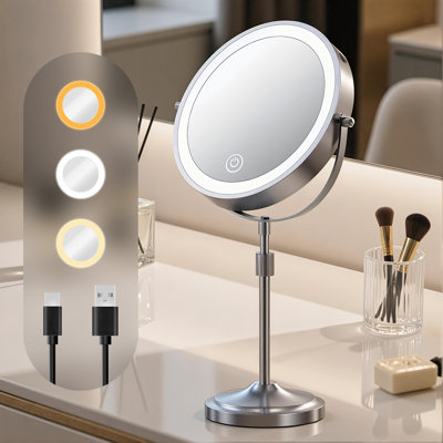 Miroir de maquillage grossissant 1 / 10X à DEL 9 po