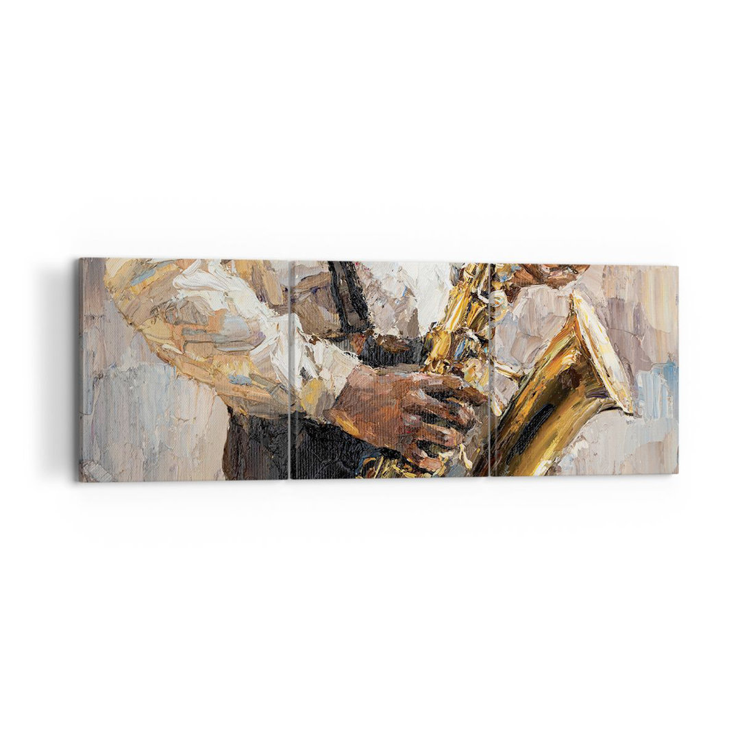 3-tlg. Leinwandbilder-Set Saxophone Oil Musician