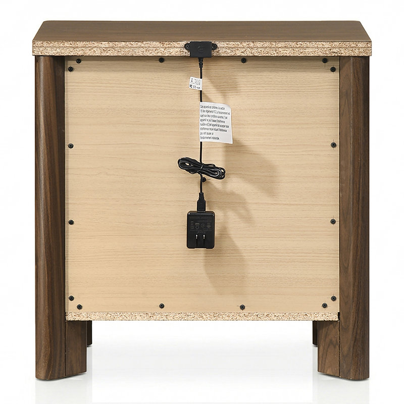 Table de chevet 2 tiroirs Elena avec ports USB