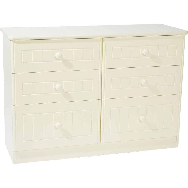 Fully Assembled Saxena 6 Drawer 112Cm W Chest, Cream