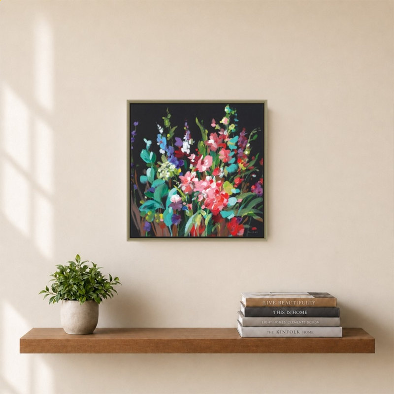 «Brightness Flowering» par Danhui Nai - impression sur toile, H 28 po x l 28 po, Champagne