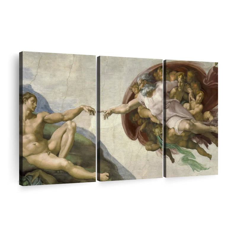 "La création d'Adam" sur toile, H 20 po x l 33 po x P 1,25 po